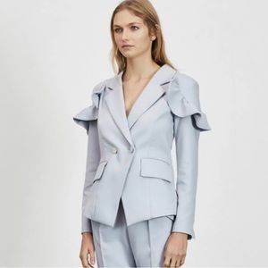 Elliatt Harmony blazer jacket pastel blue frill ruffles shoulders asos M NWT